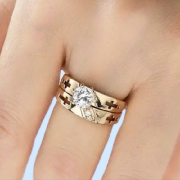 2pcs Stacking Rings Silver Plated Inlaid Shining
Gemstone Wedding Engagement - Picture 2 of 7